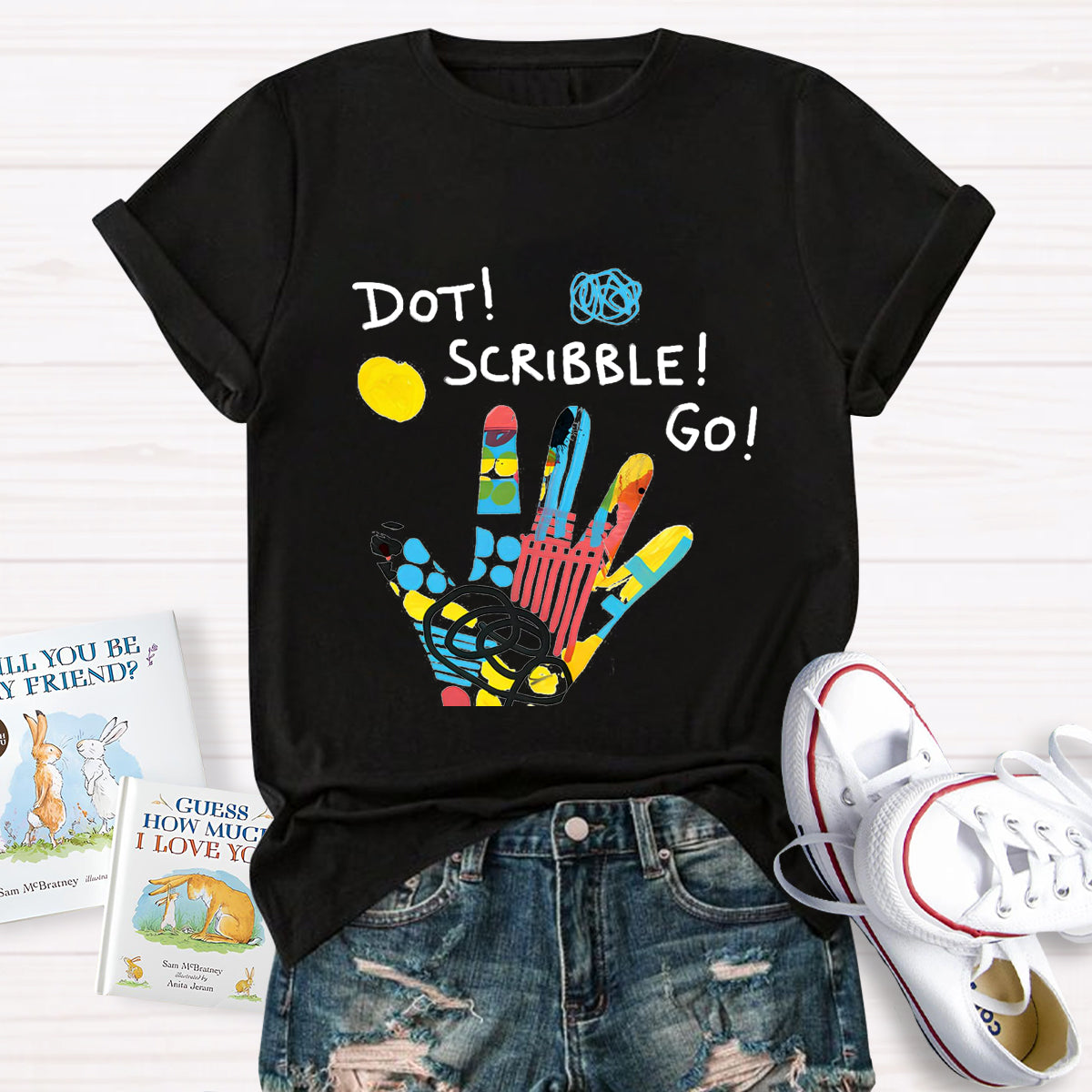 Dot Scribble Go Children's Books T-Shirt