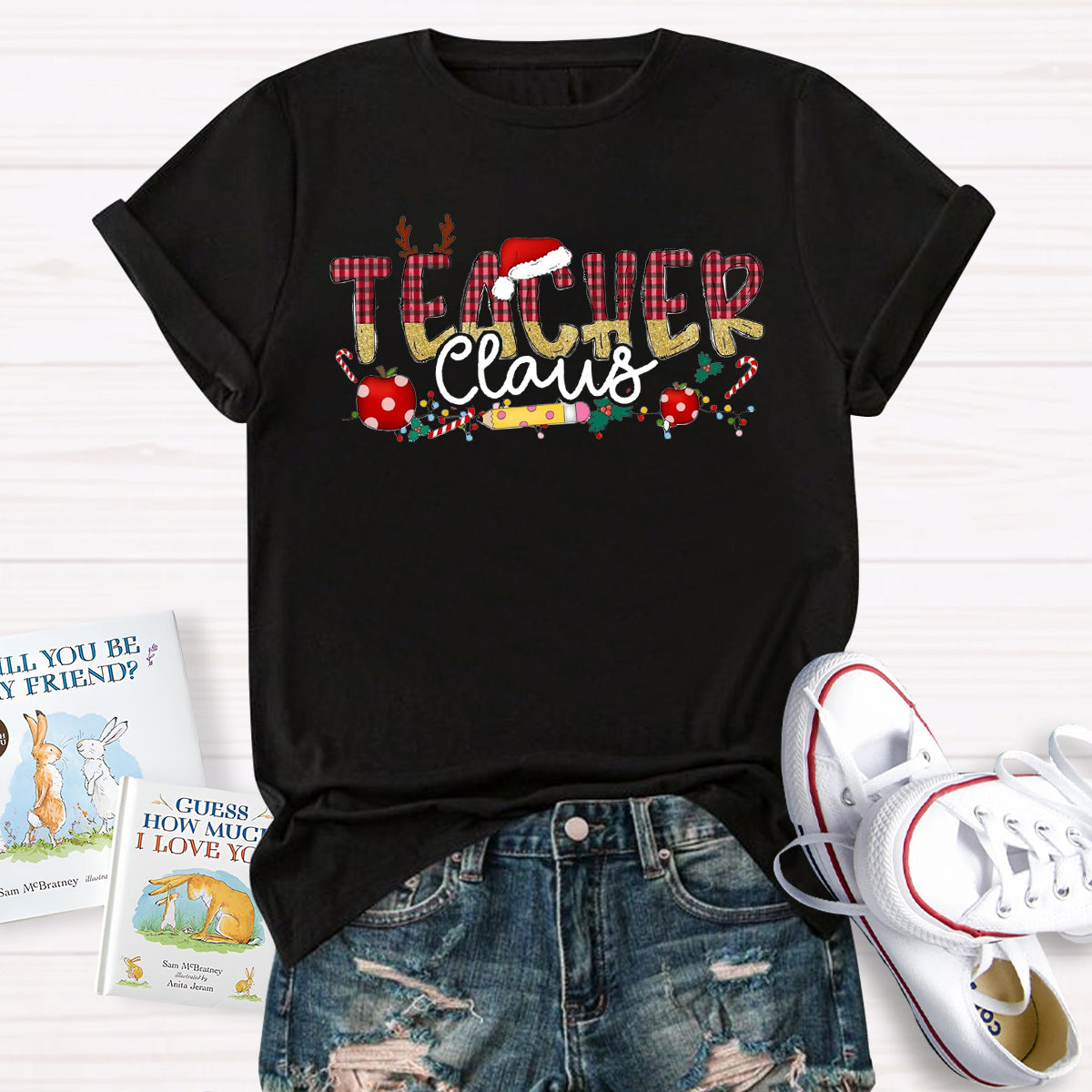 Teacher Claus Santa Hat T-Shirt