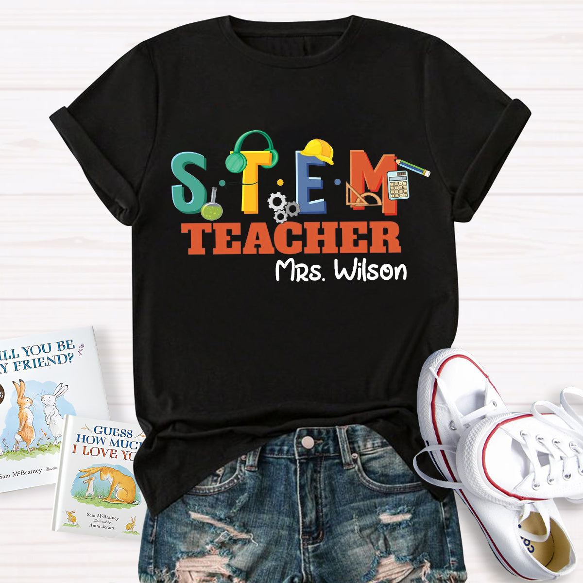 Personalized Name STEM Teacher Pencil T-Shirt