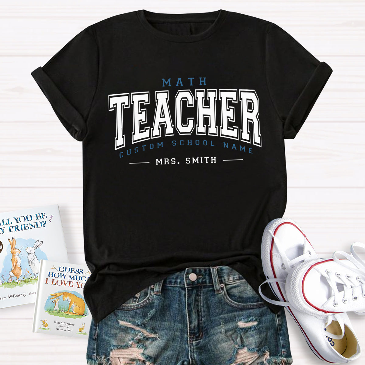 Personalized School Name And Teacher Name Math Teacher T-Shirt