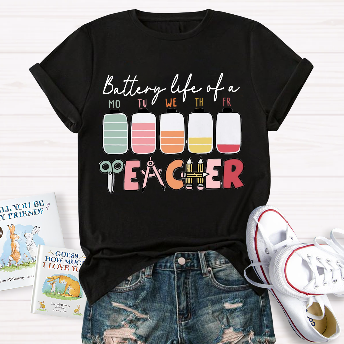 Battery Life Of A Teacher T-Shirt