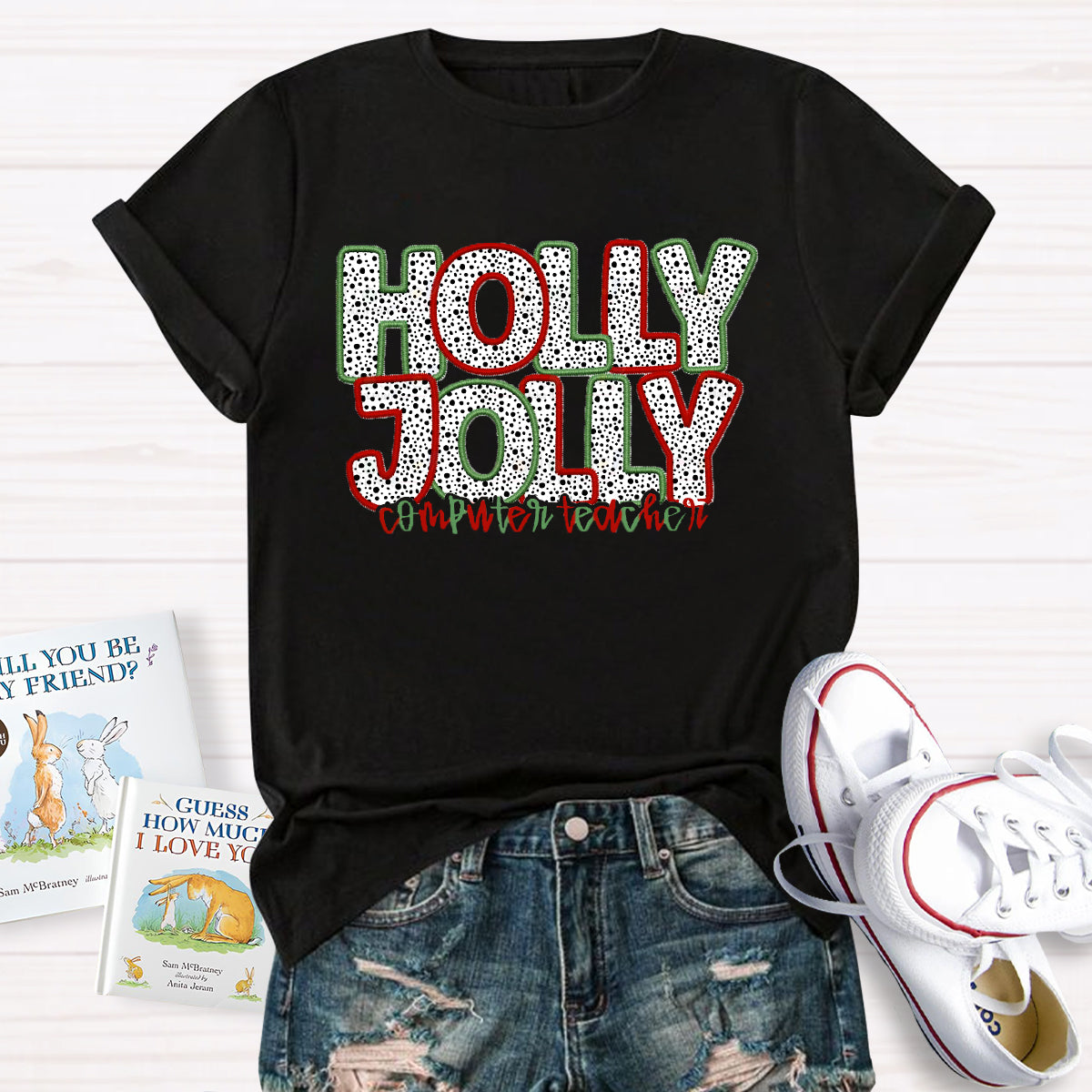 Personalized Subject Holly Jolly Teacher T-Shirt