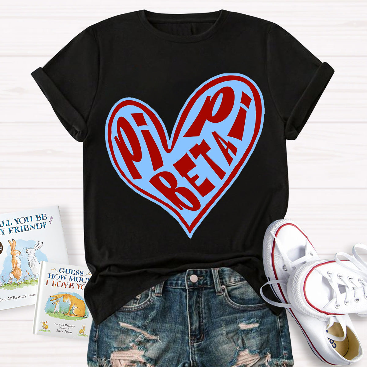 Pi Beta Pi Funky Heart Teacher T-Shirt