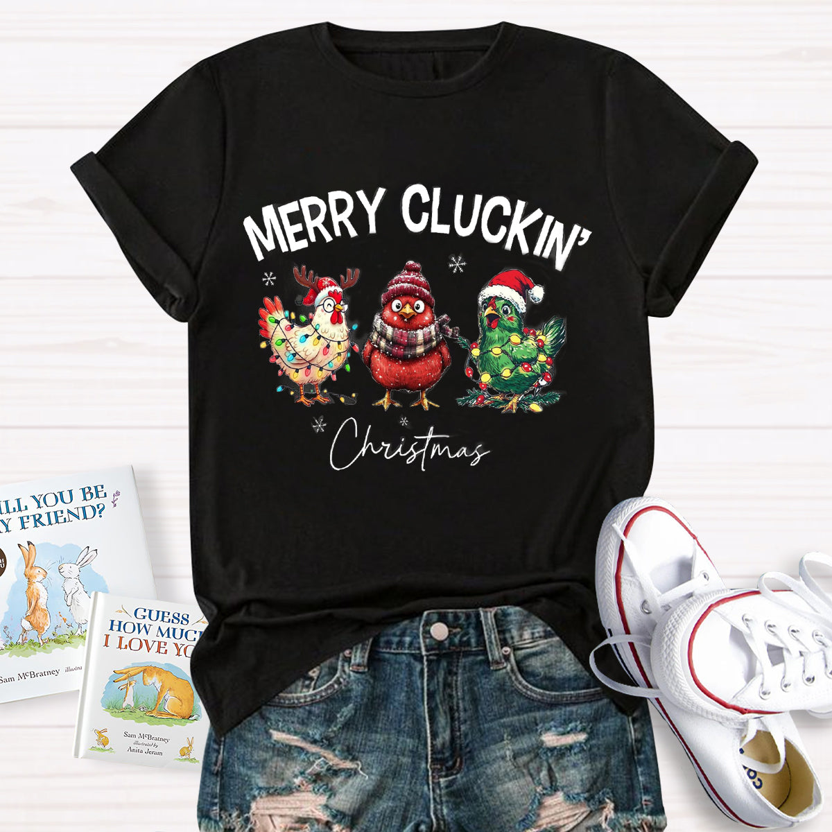 Merry Cluckin Chicken Funny Christmas T-Shirt