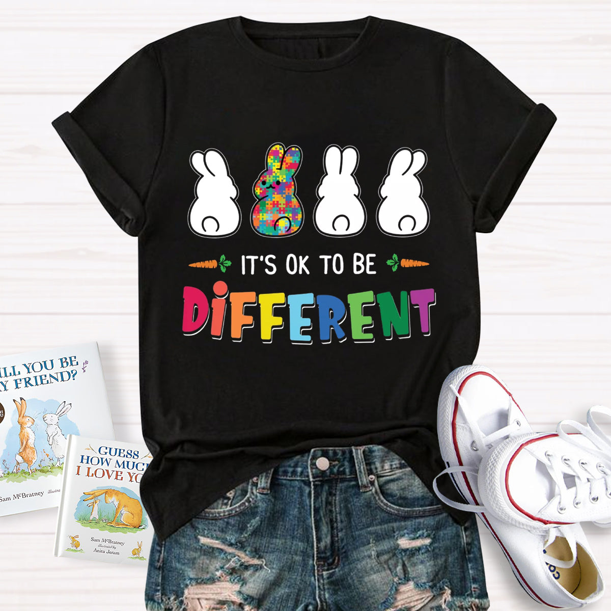 It's Ok To Be Different Bunny Rabbit Autism Awareness T-Shirt