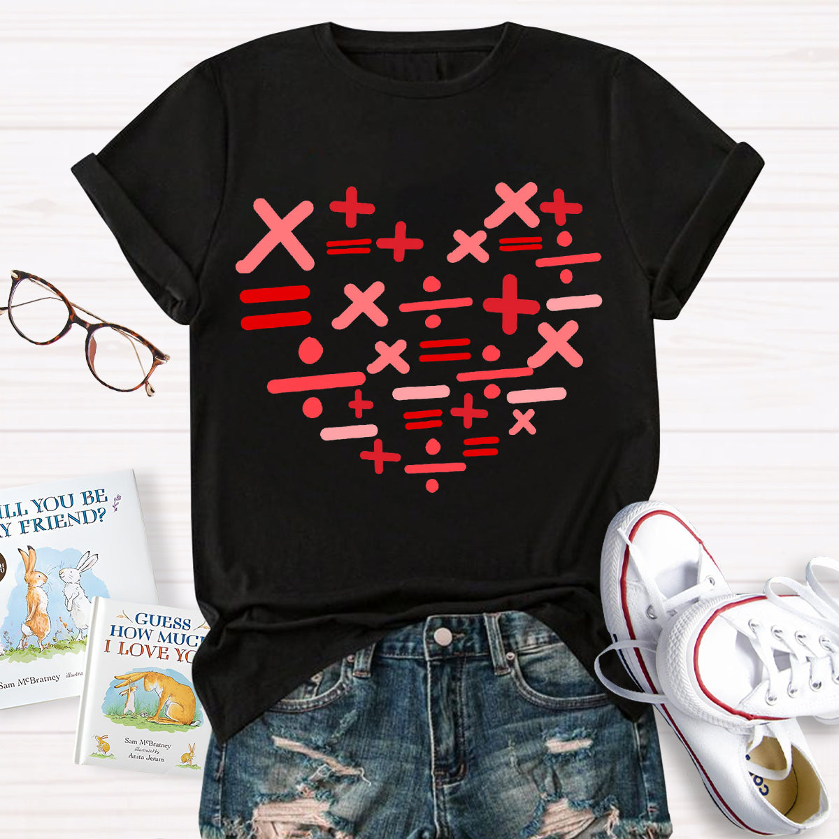 Add Subtract Multiply And Divide Heart Teacher T-Shirt