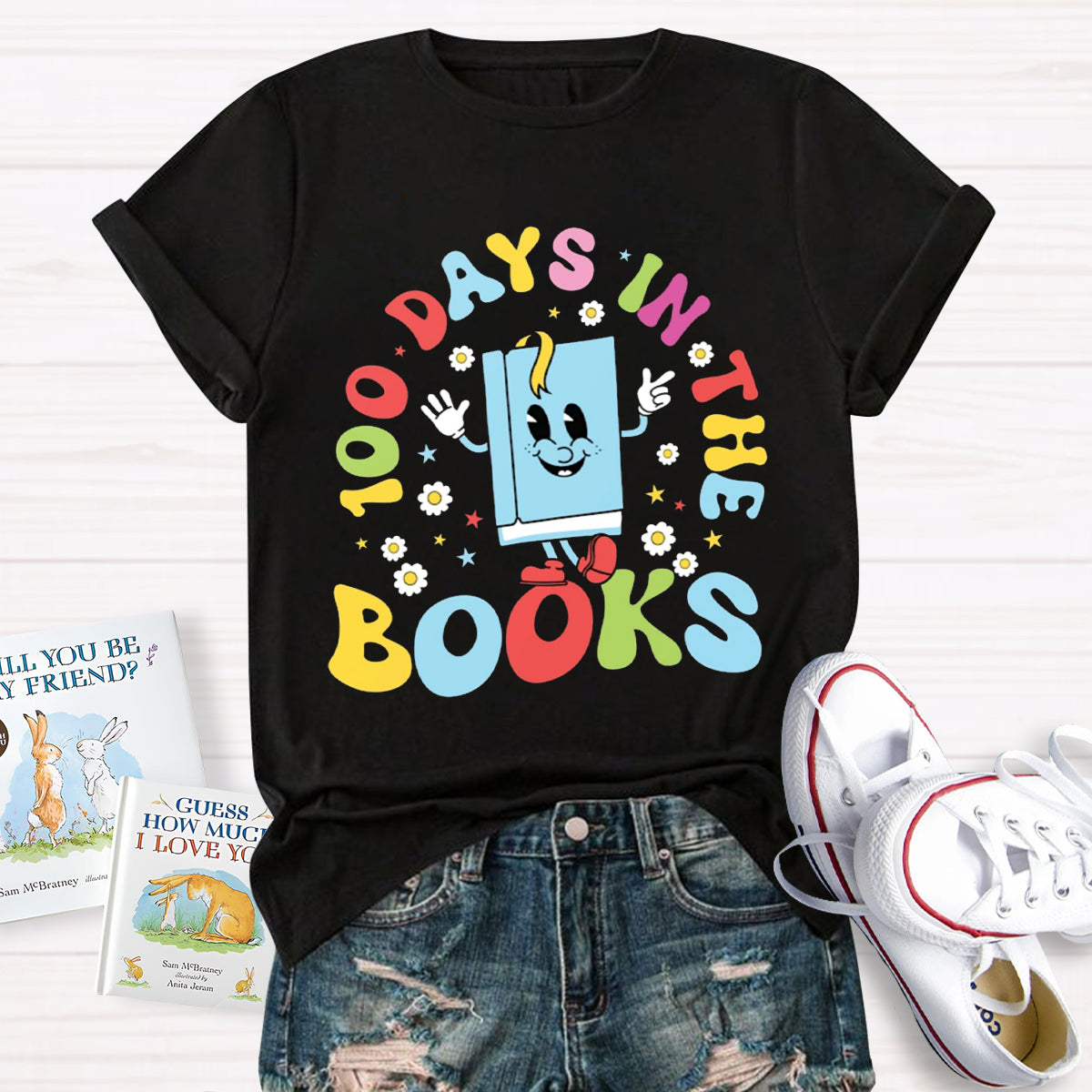 100 Days In The Books Happy Book Teacher T-Shirt