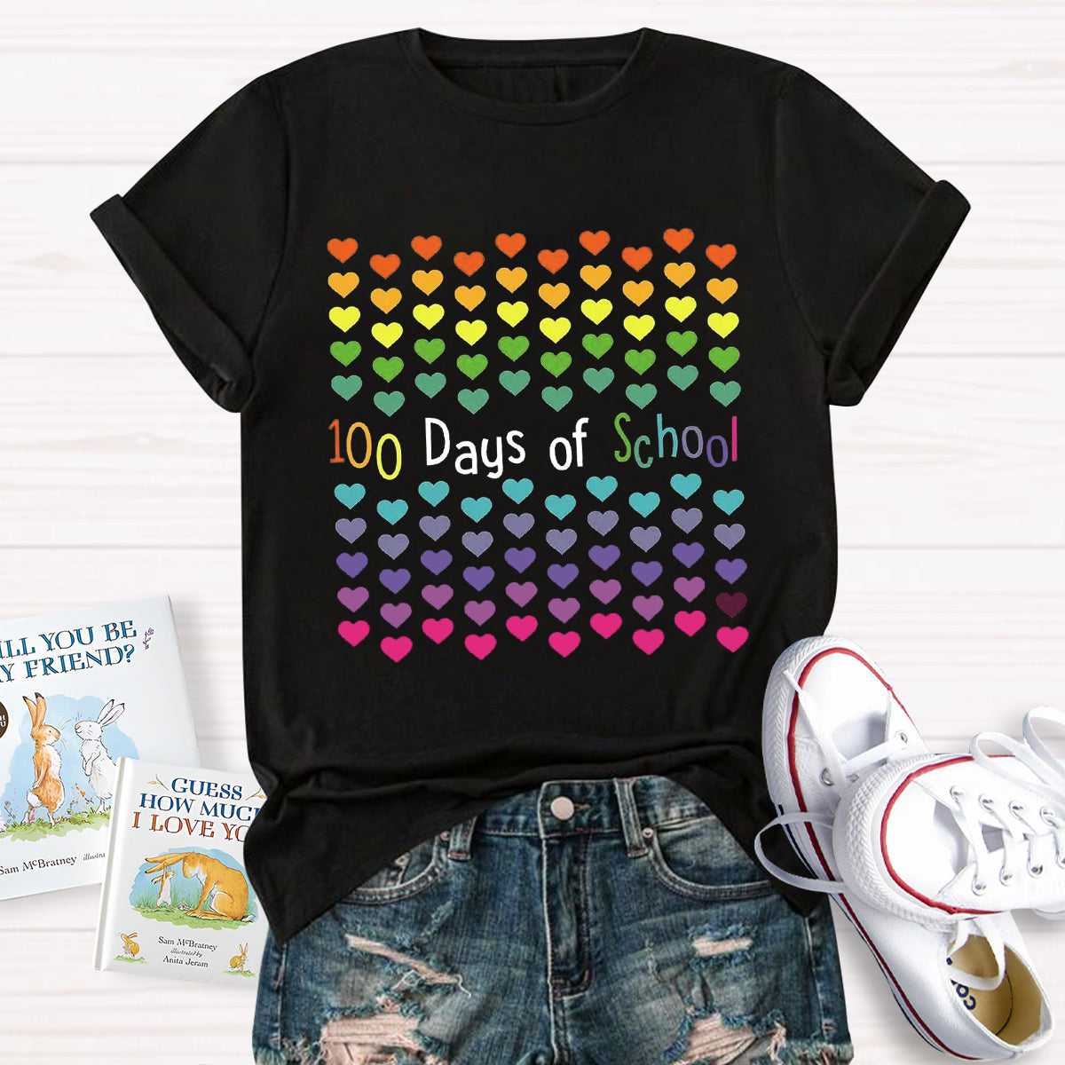 100 Days Of School Of Hearts T-Shirt