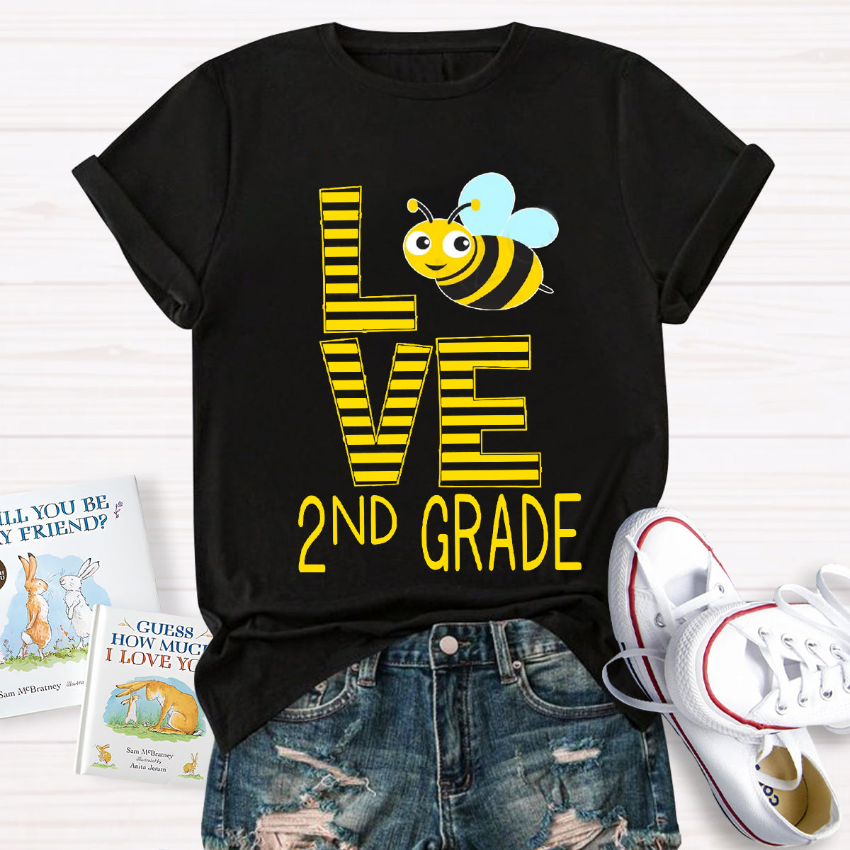 Personalized Grade Bee Love Teacher T-Shirt