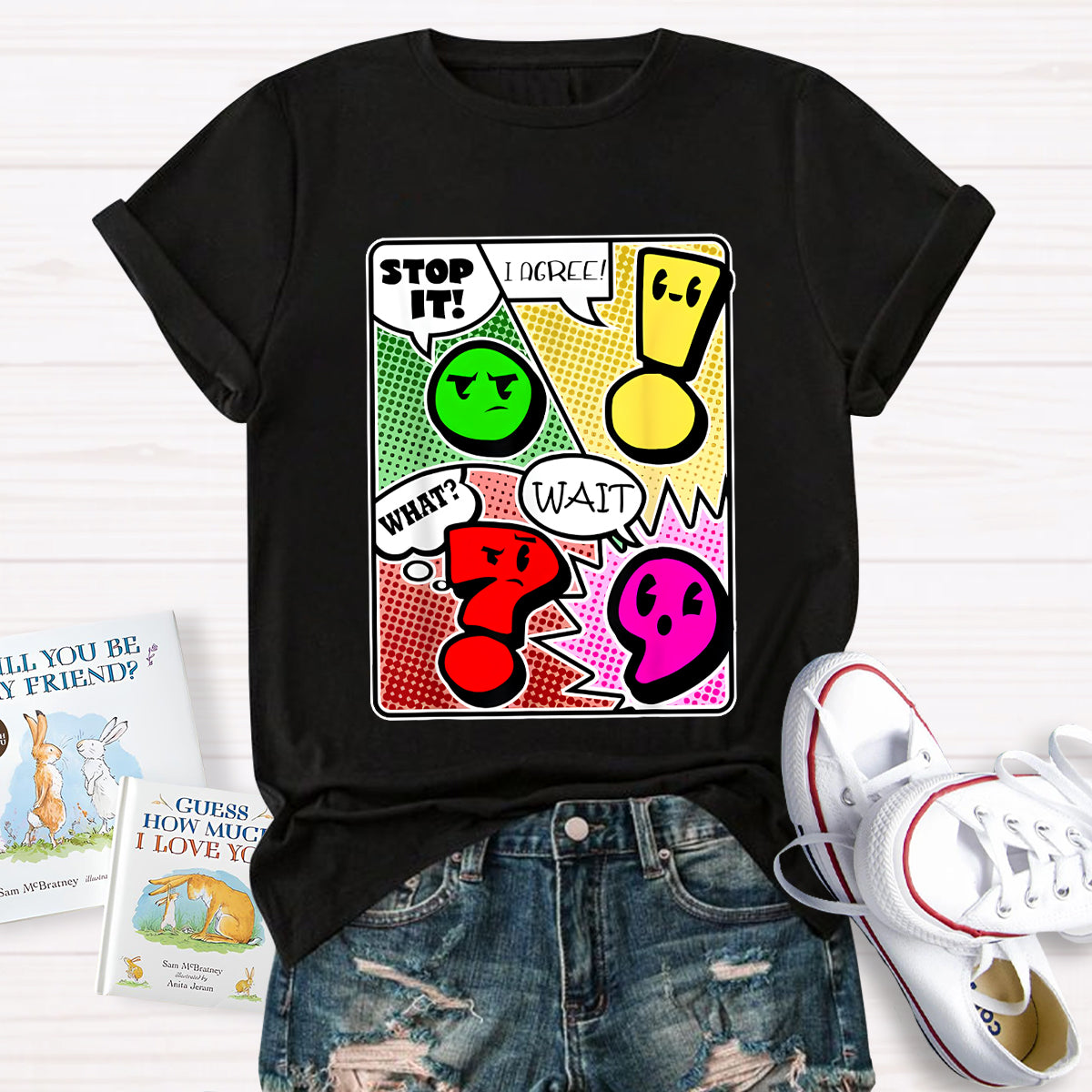 Grammar Punctuation Wait What Stop it I Agree Funny Teacher T-Shirt