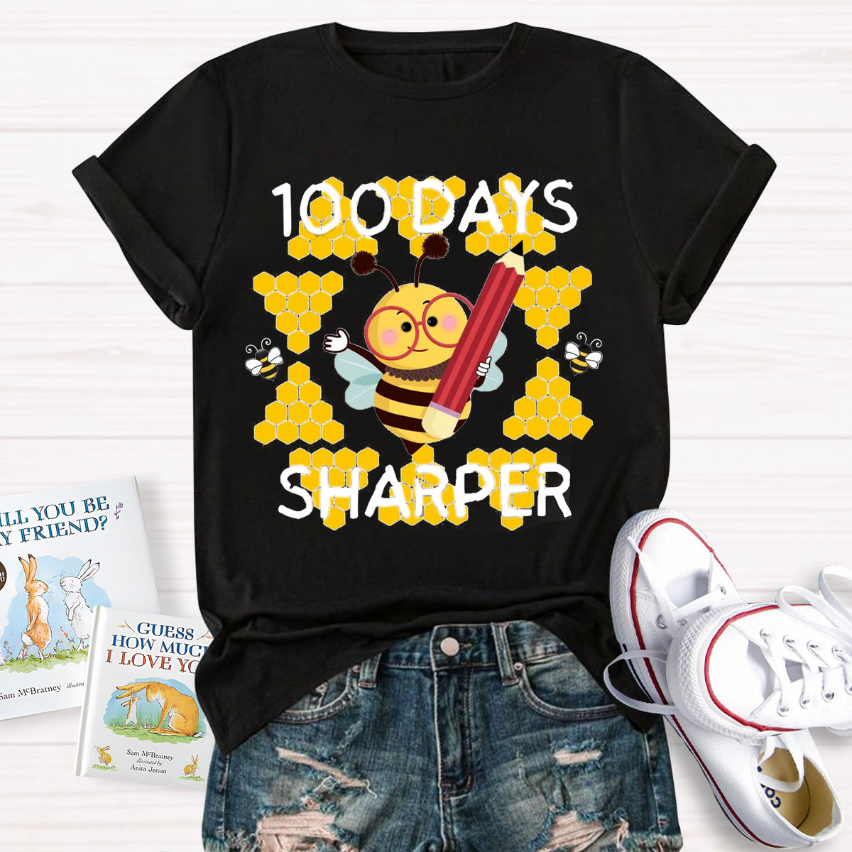 100 Days Sharper Funny Bee  T-Shirt