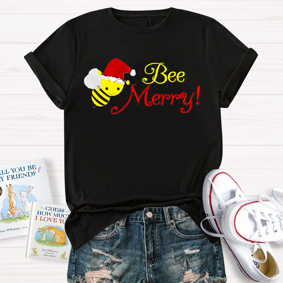 Christams Bee Happy Teacher T-Shirt