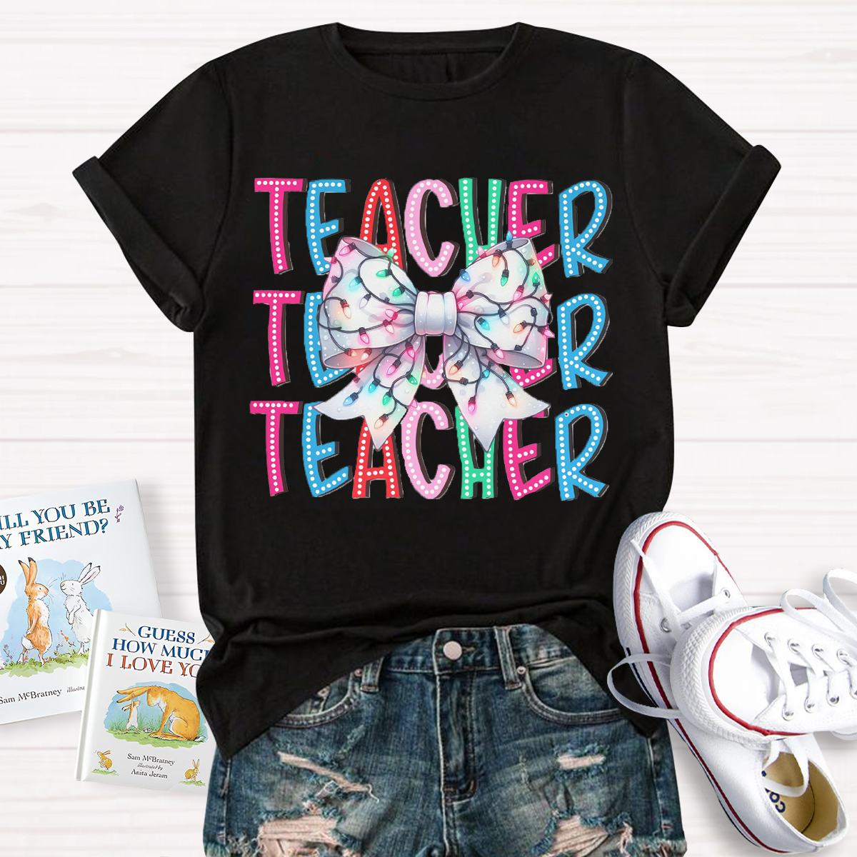 Christams Teacher Bow T-Shirt