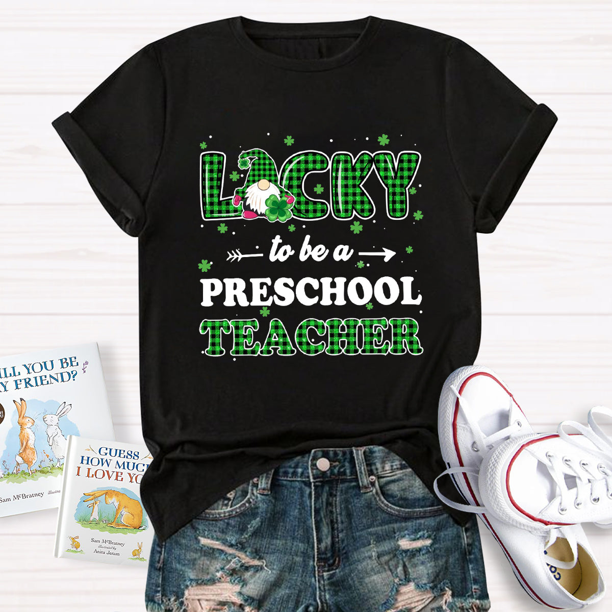 Personalized Grade Lucky To Be A Preschool Teacher  T-Shirt