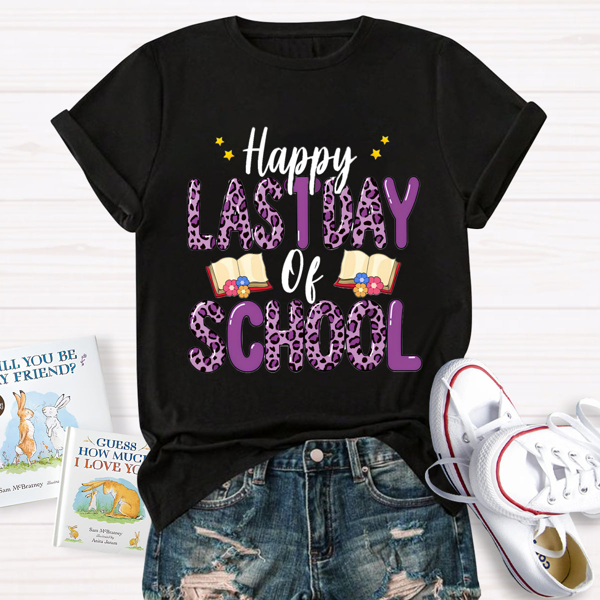 Happy Last Day Of School Purple Printed T-Shirt