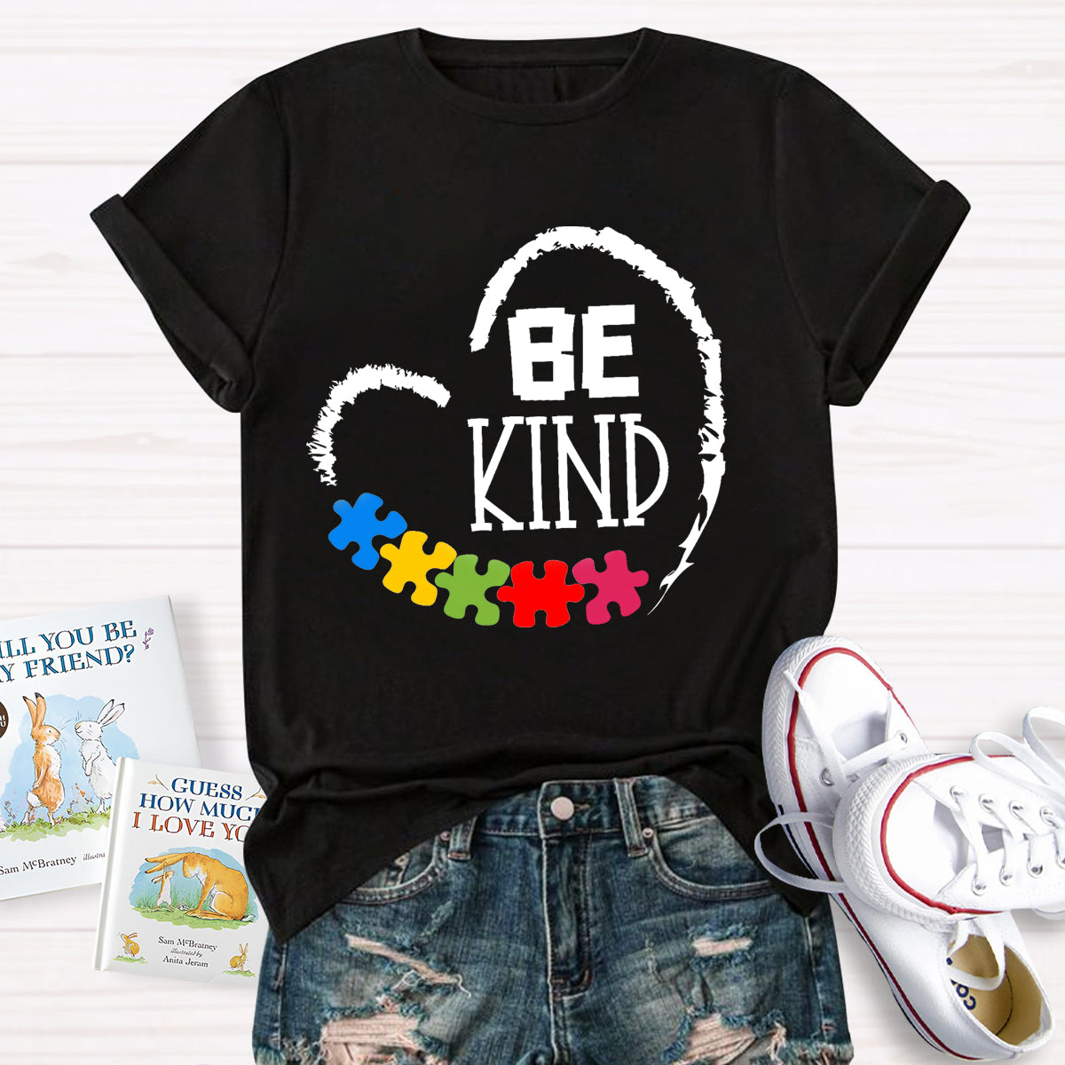 Be Kind Heart Puzzle Teacher T-Shirt