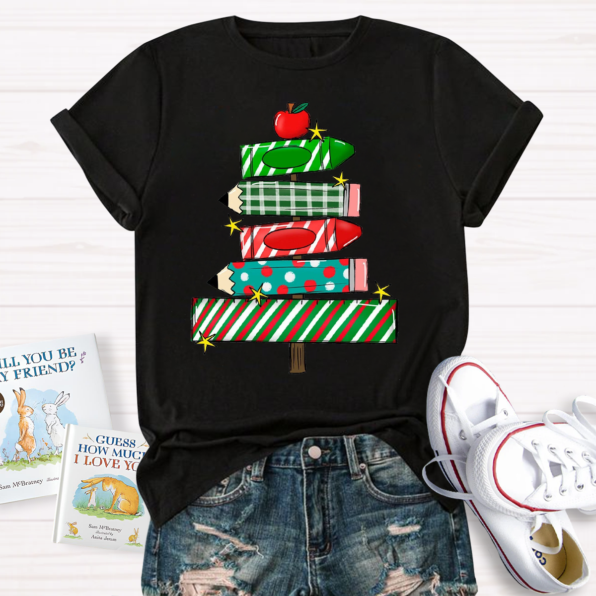 Christmas Pencil Tree Teacher T-Shirt