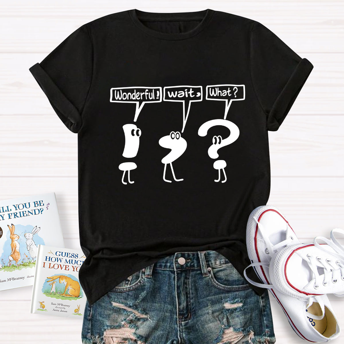 Funny Grammar Punctuation Wonderful Wait What T-Shirt