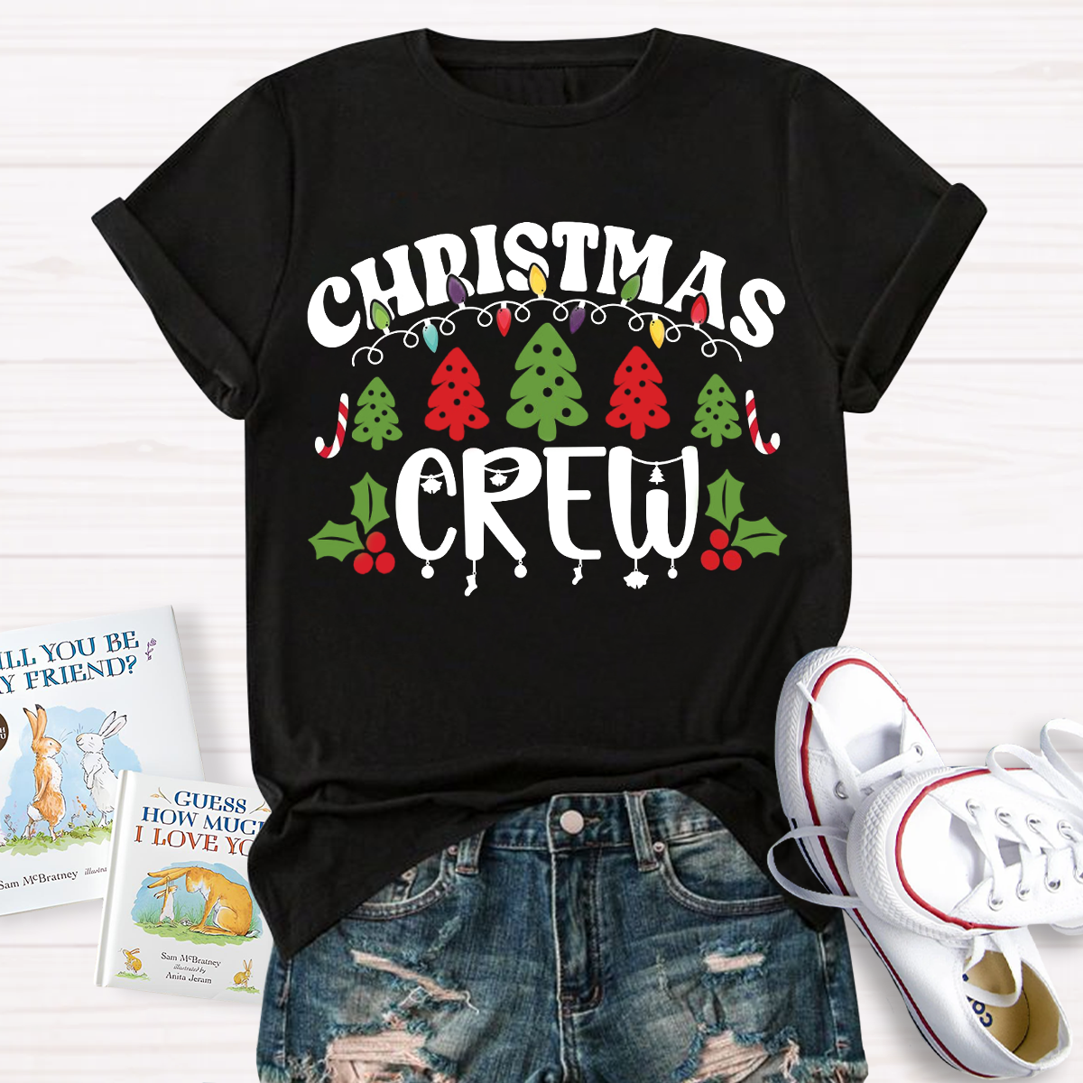 Christmas Crew Christmas Tree Light Teacher T-Shirt