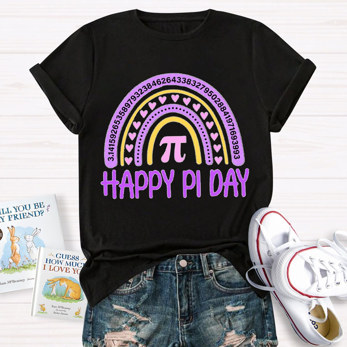 Happy Pi Day Purple Rainbow T-Shirt