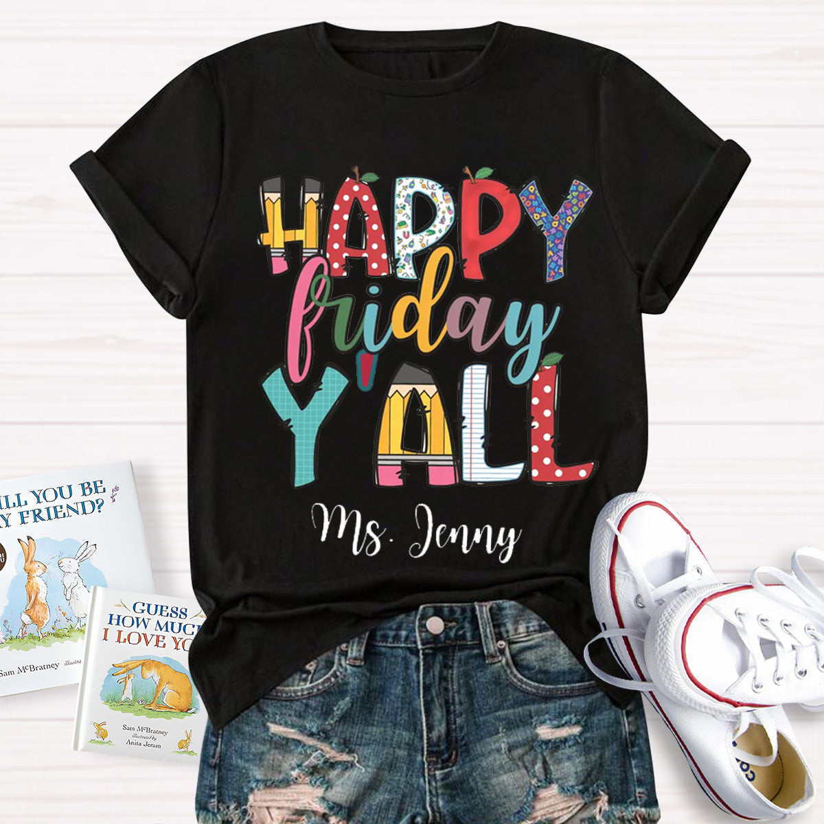 Personalized Name Happy Friday Y'all End Of Week T-Shirt