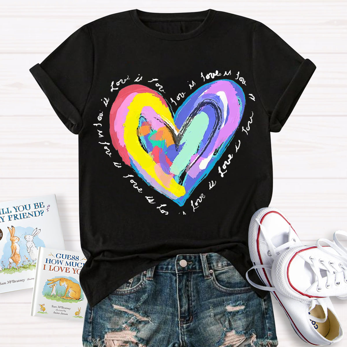 Art Design Colorful Heart Teacher T-Shirt