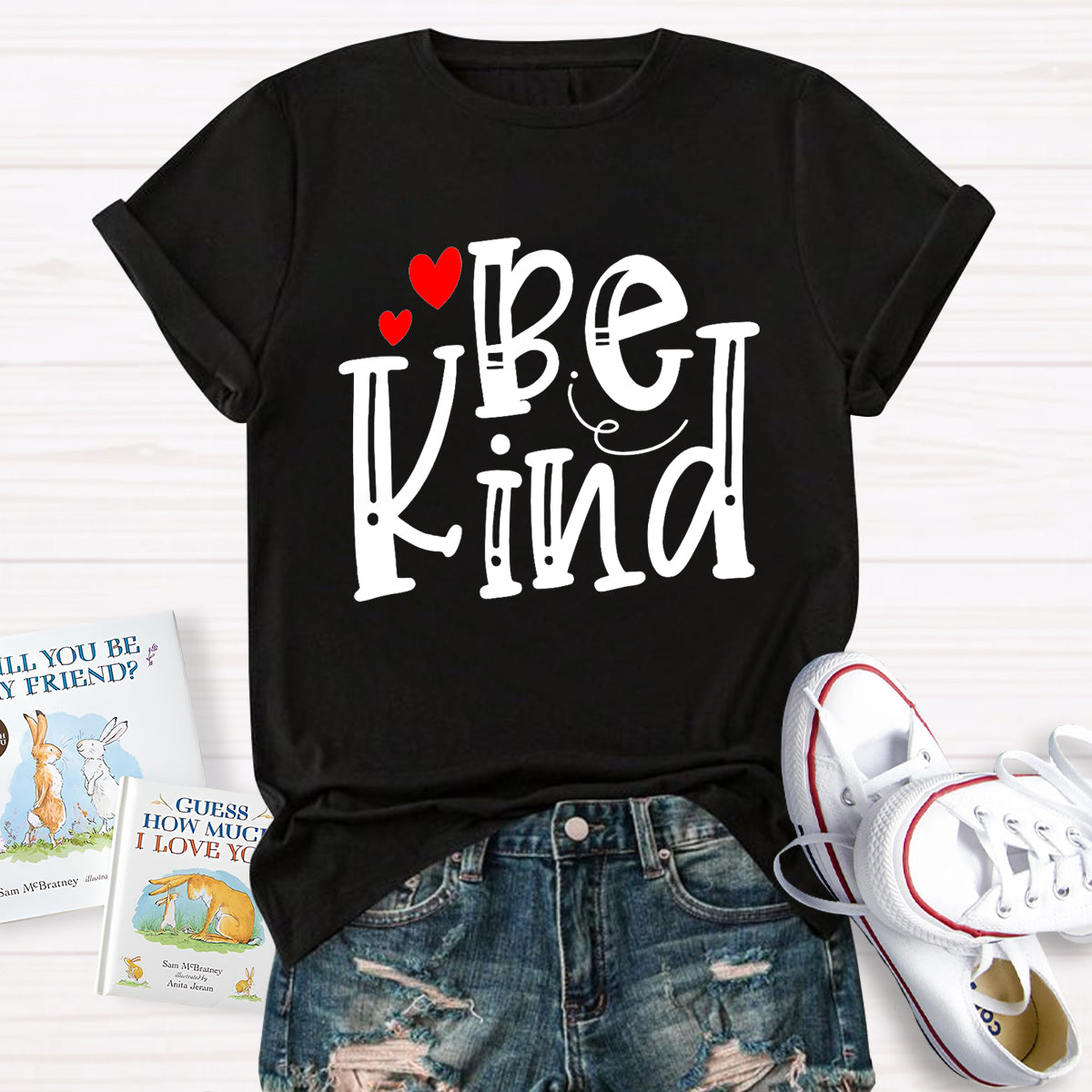 Be Kind Red Heart Teacher T-Shirt