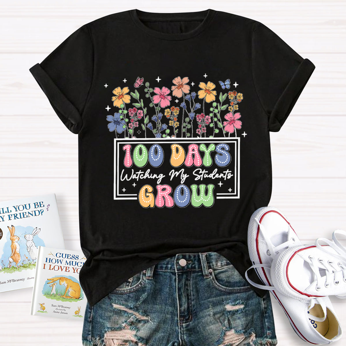 100 Days Watching My Students Grow Teacher T-Shirt