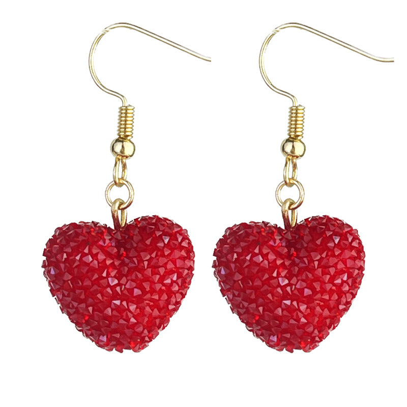 Valentine's Day Heart Resin Diamond Earrings