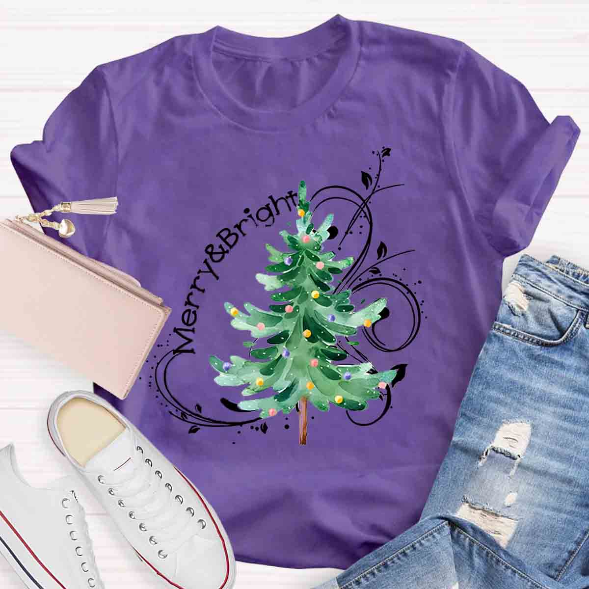 Merry And Bright Christmas Tree Class T-Shirt