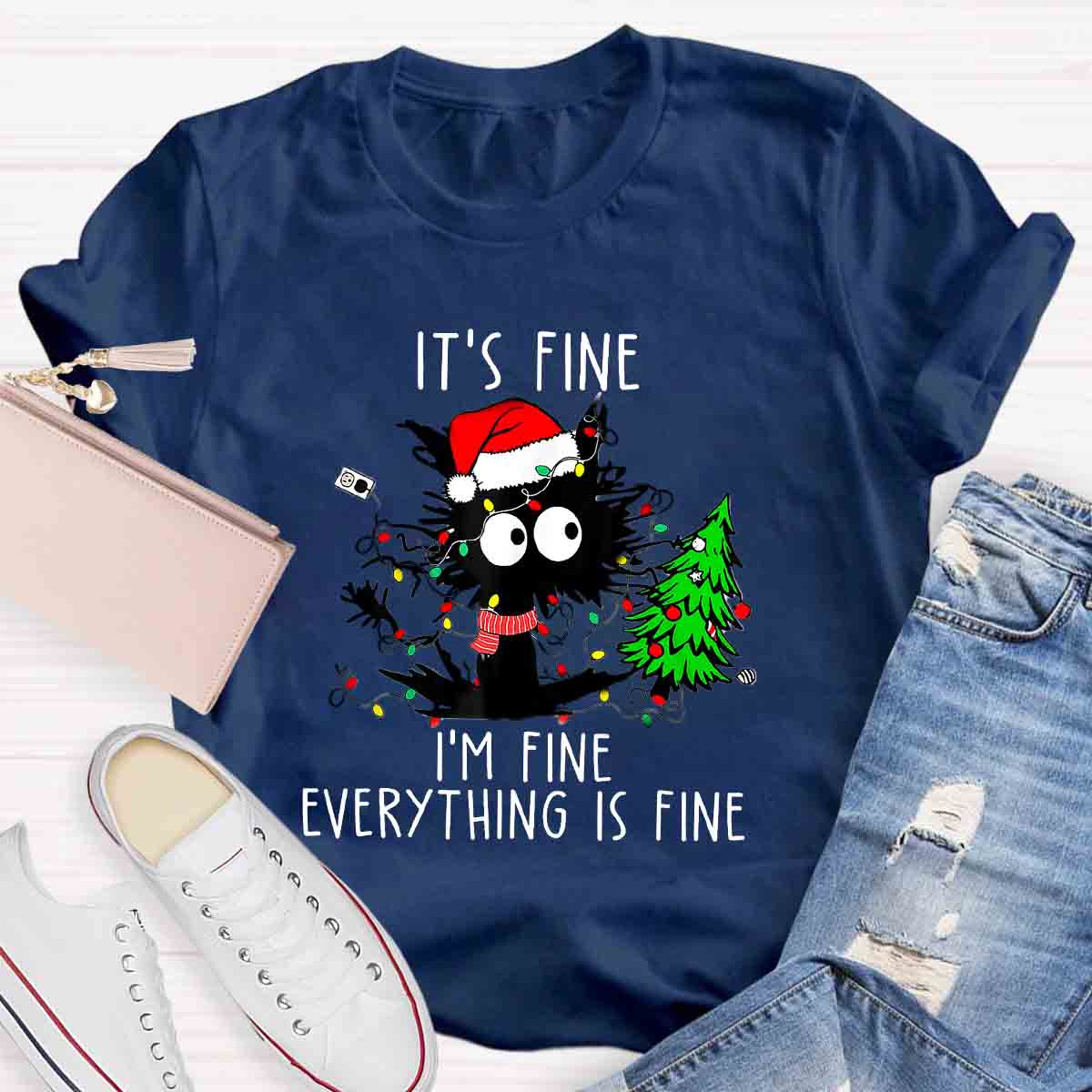 It's Fine I'm Fine Everything Is Fine Christmas T-shirt