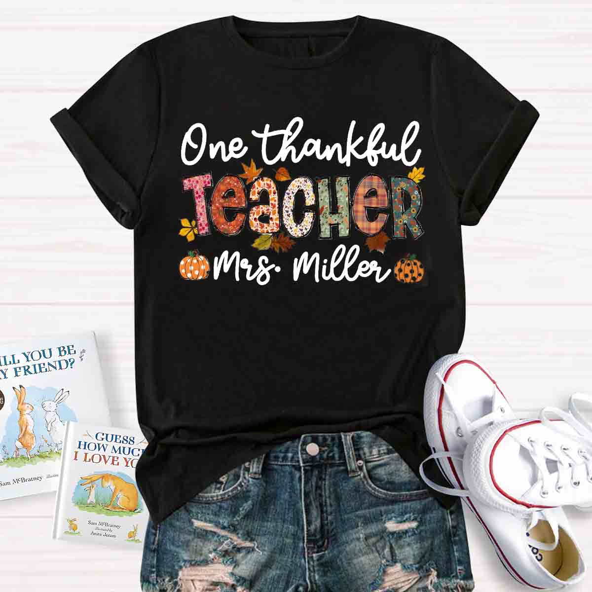 Personalized Name One Thankful Teacher T-shirt