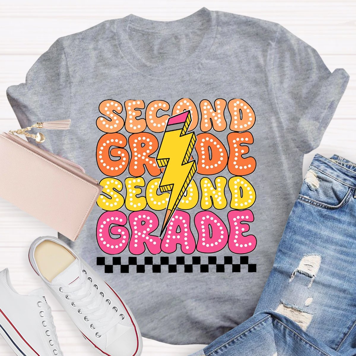 Personalized Grade Hello Second Grade Chockablock Shirt
