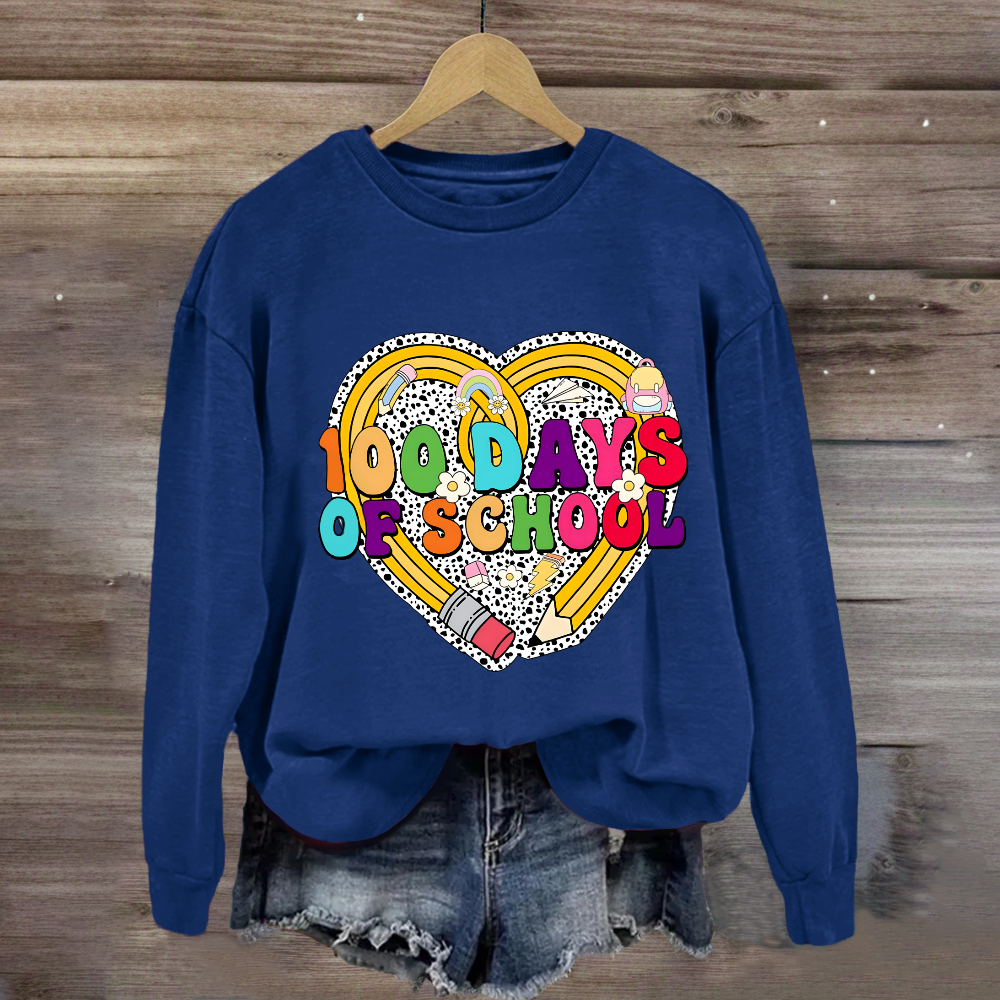 Happy 100 Days Of School Pencil Heart Sweatshirt