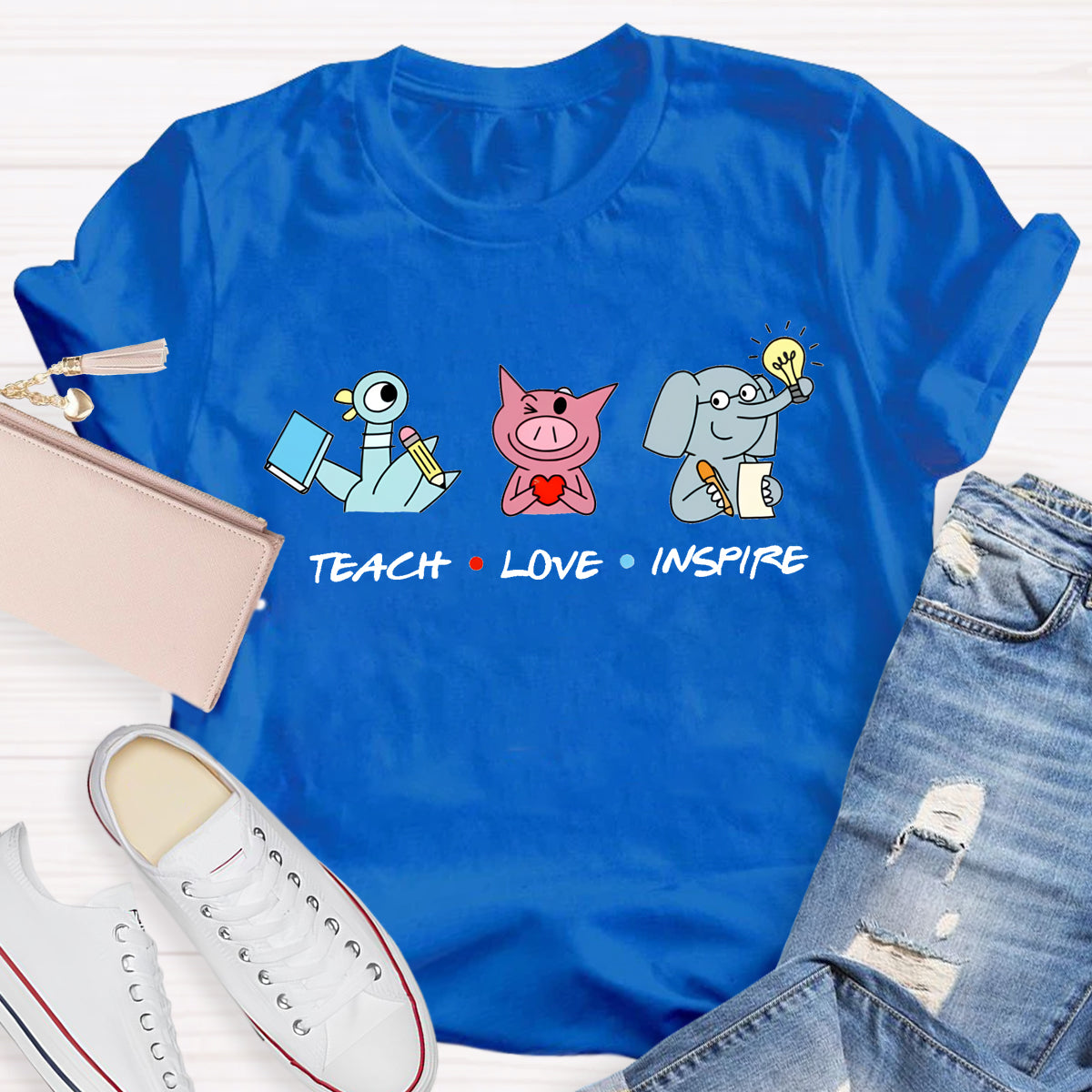 Teach Love Inspire Elephant And Piggie Teacher T-Shirt