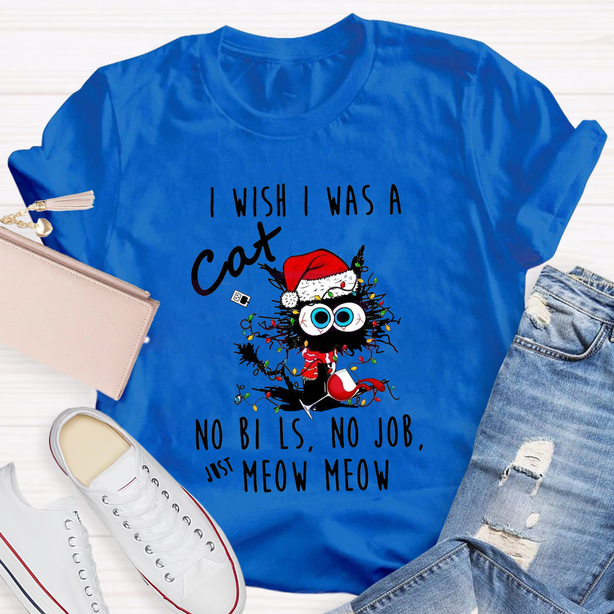 Funny Christmas I Wish I Was A Cat T-Shirt