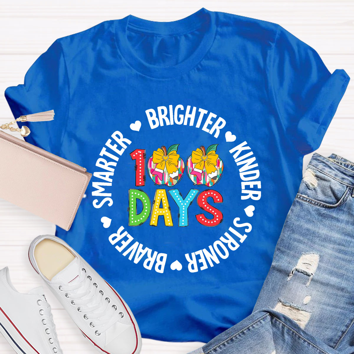 100 Days Brighter Kinder Teacher T-Shirt