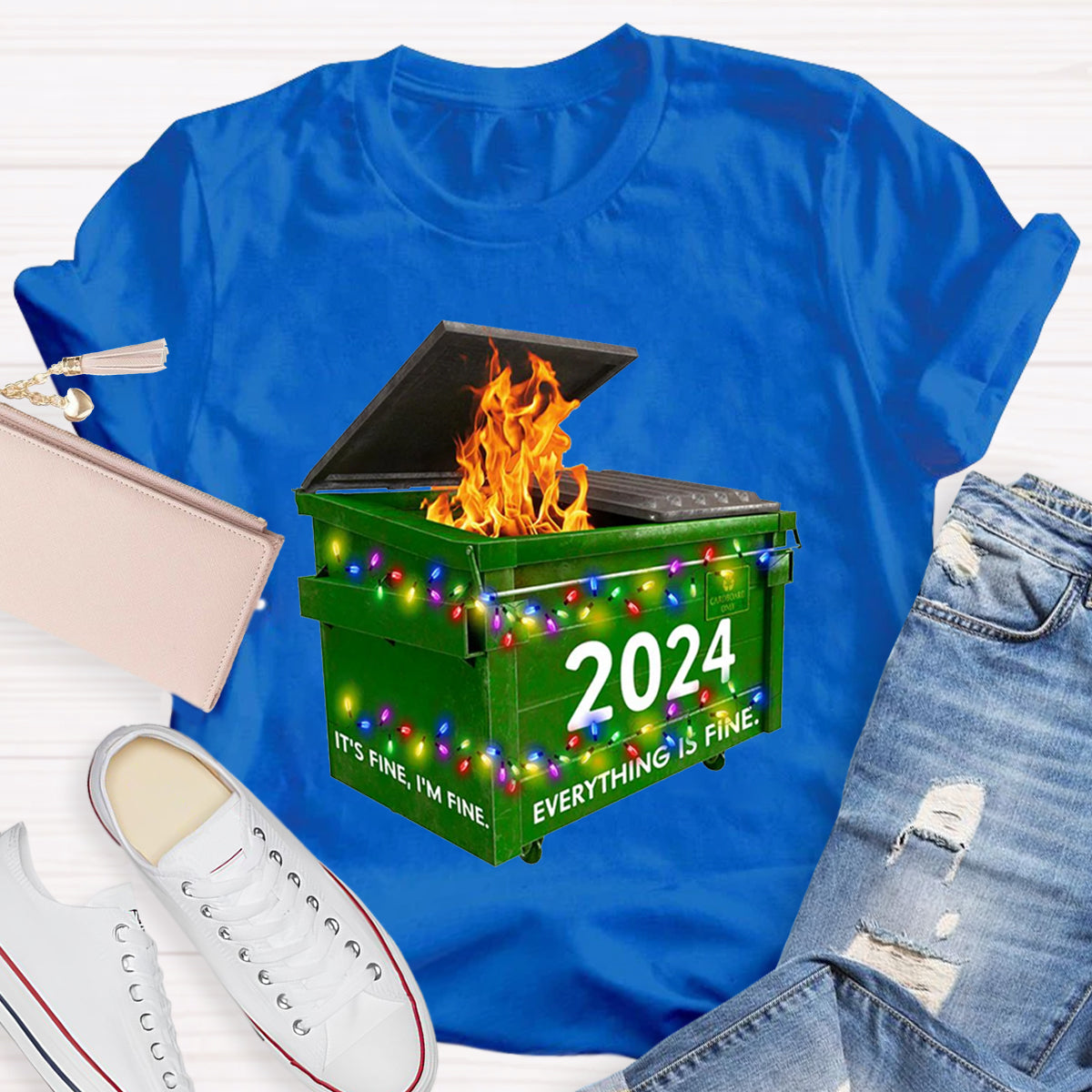 Everything Is Fine Funny Dumpster Fine Christmas T-Shirt