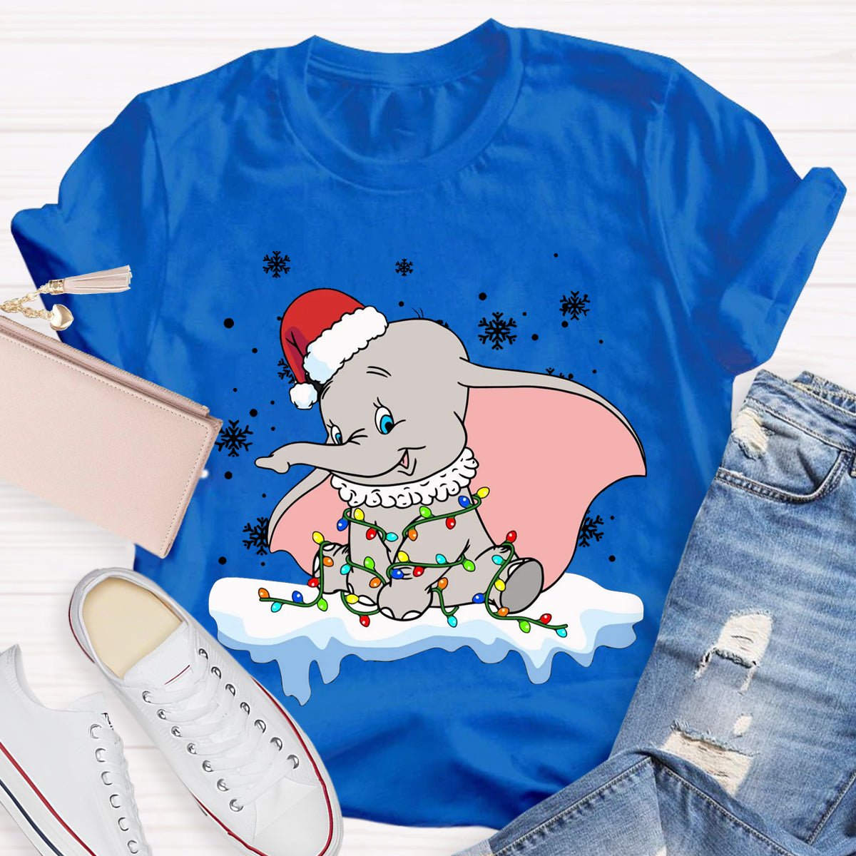 Cute Dumbo Flying Elephant Christmas T-Shirt