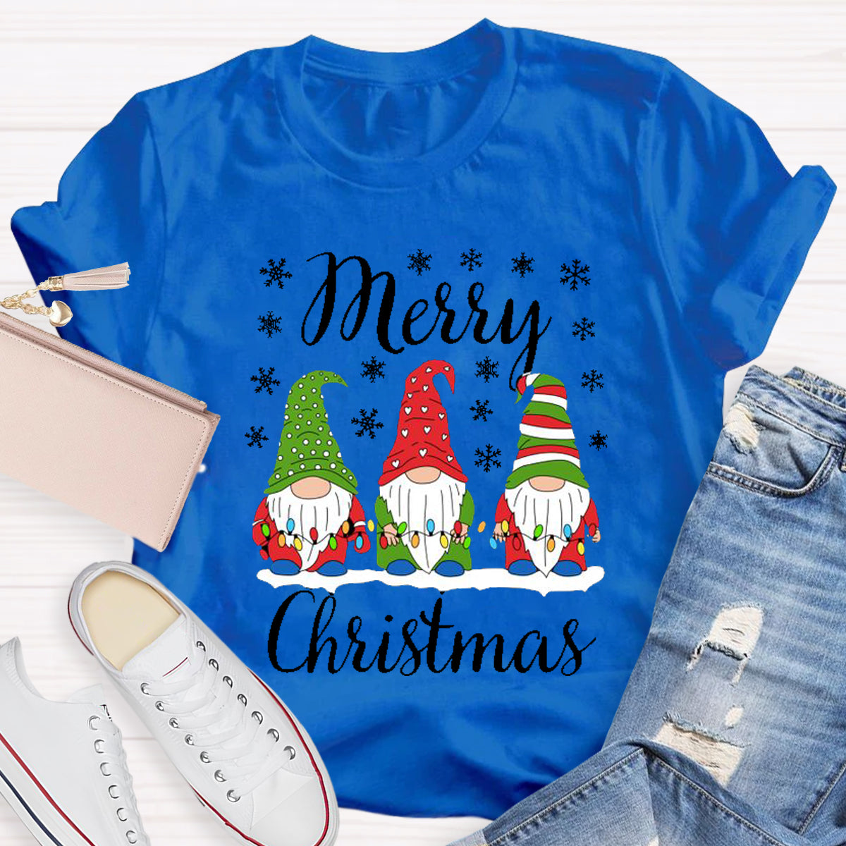 Merry Christmas Three Gnomes Light T-Shirt