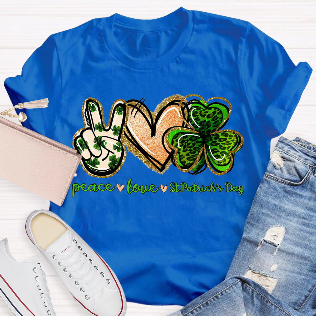 Peace Love St. Patrick Day Teacher T-Shirt