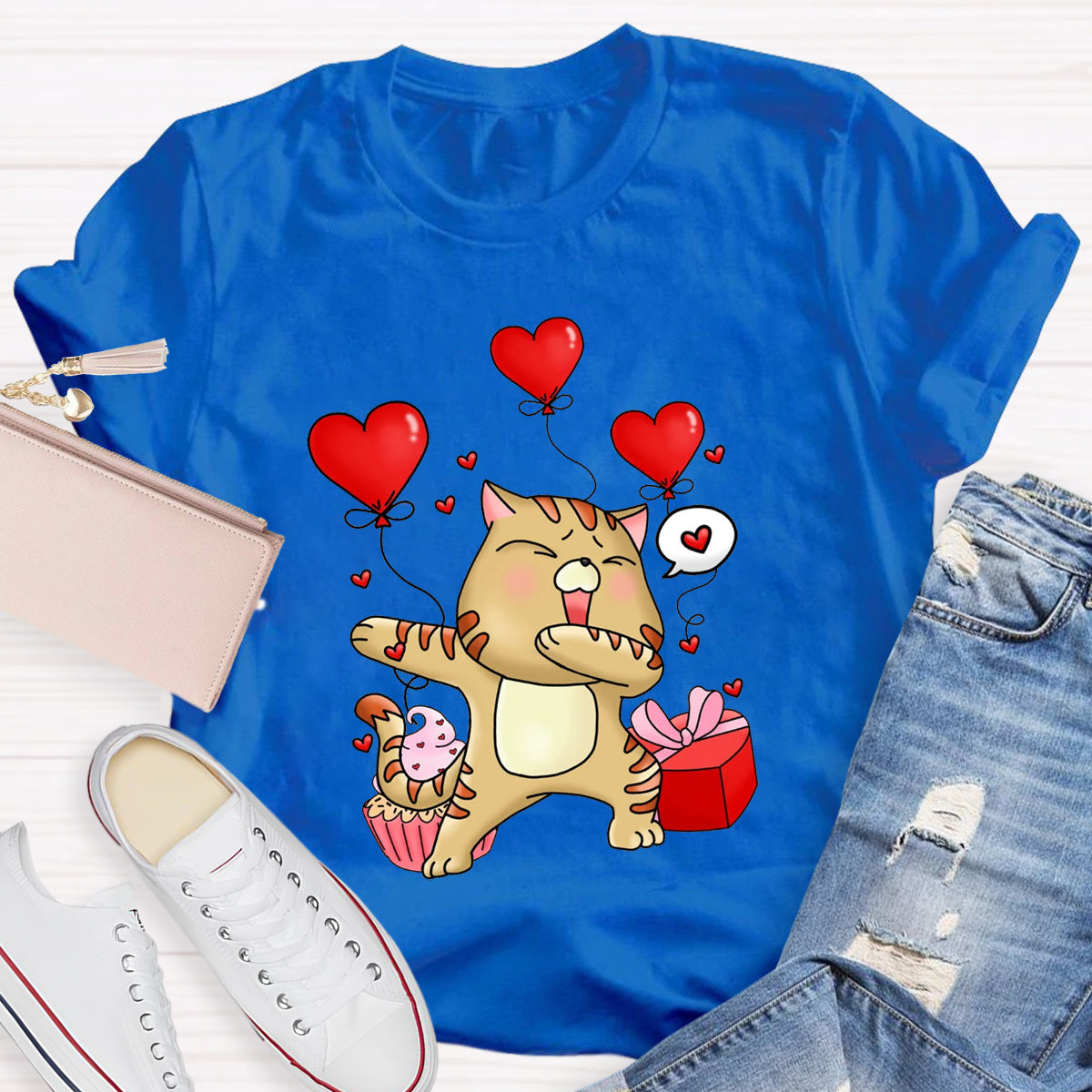 Valentine's Day Cartoon Cat T-Shirt