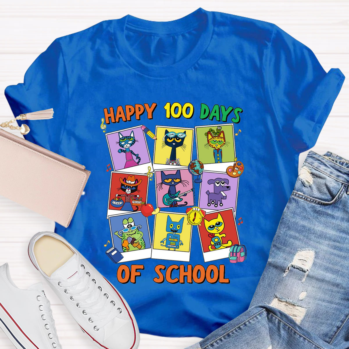 Pete The Cat Happy 100 Day Of School T-Shirt