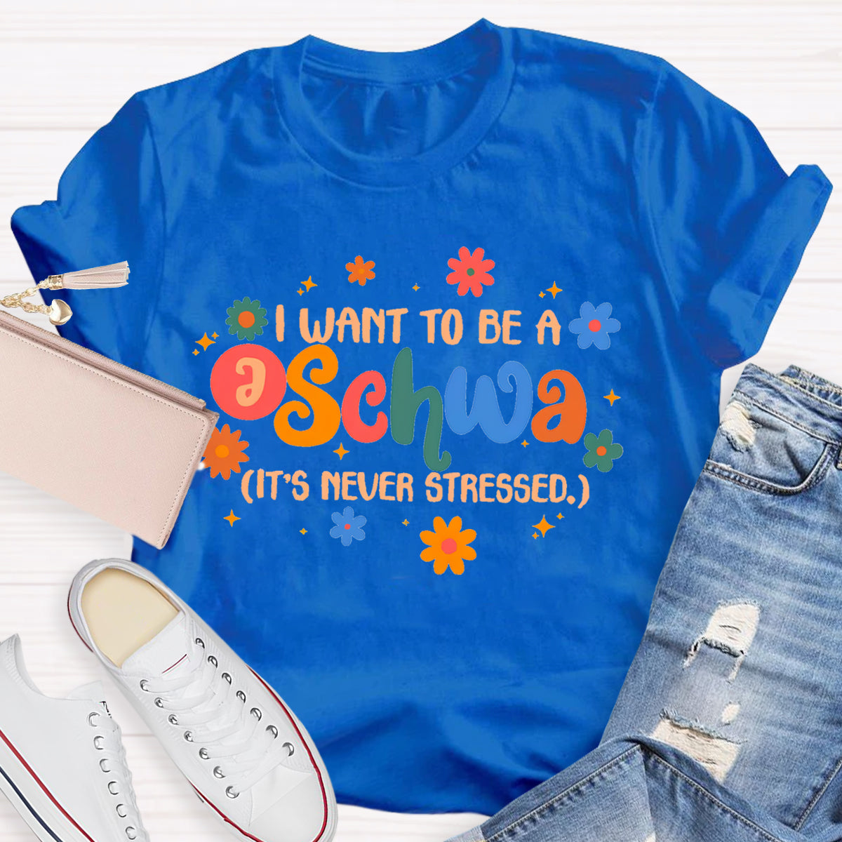 I Want To Be A Schwa It's Never Stressed Floral T-Shirt