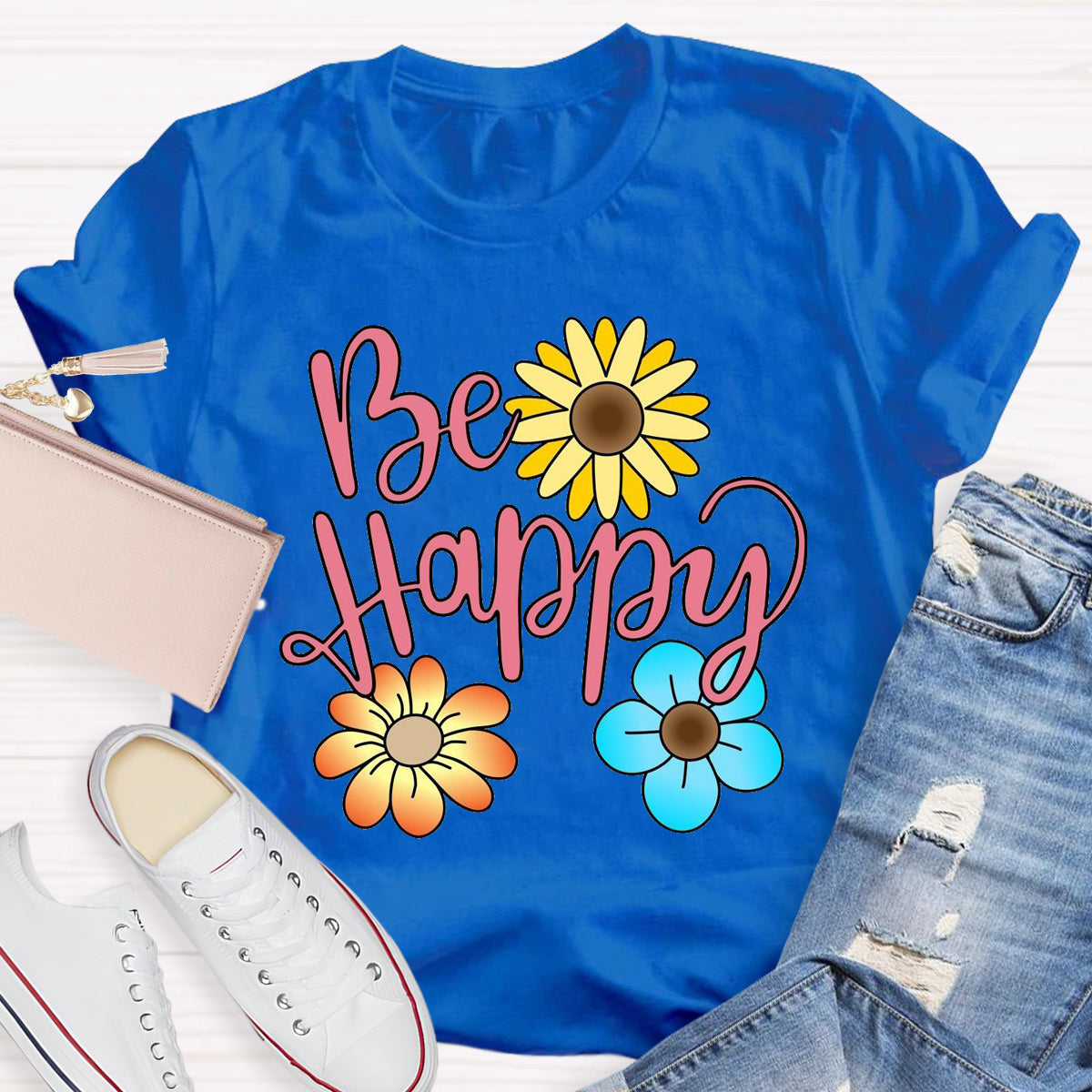 Be Happy Brighter Flower T-Shirt