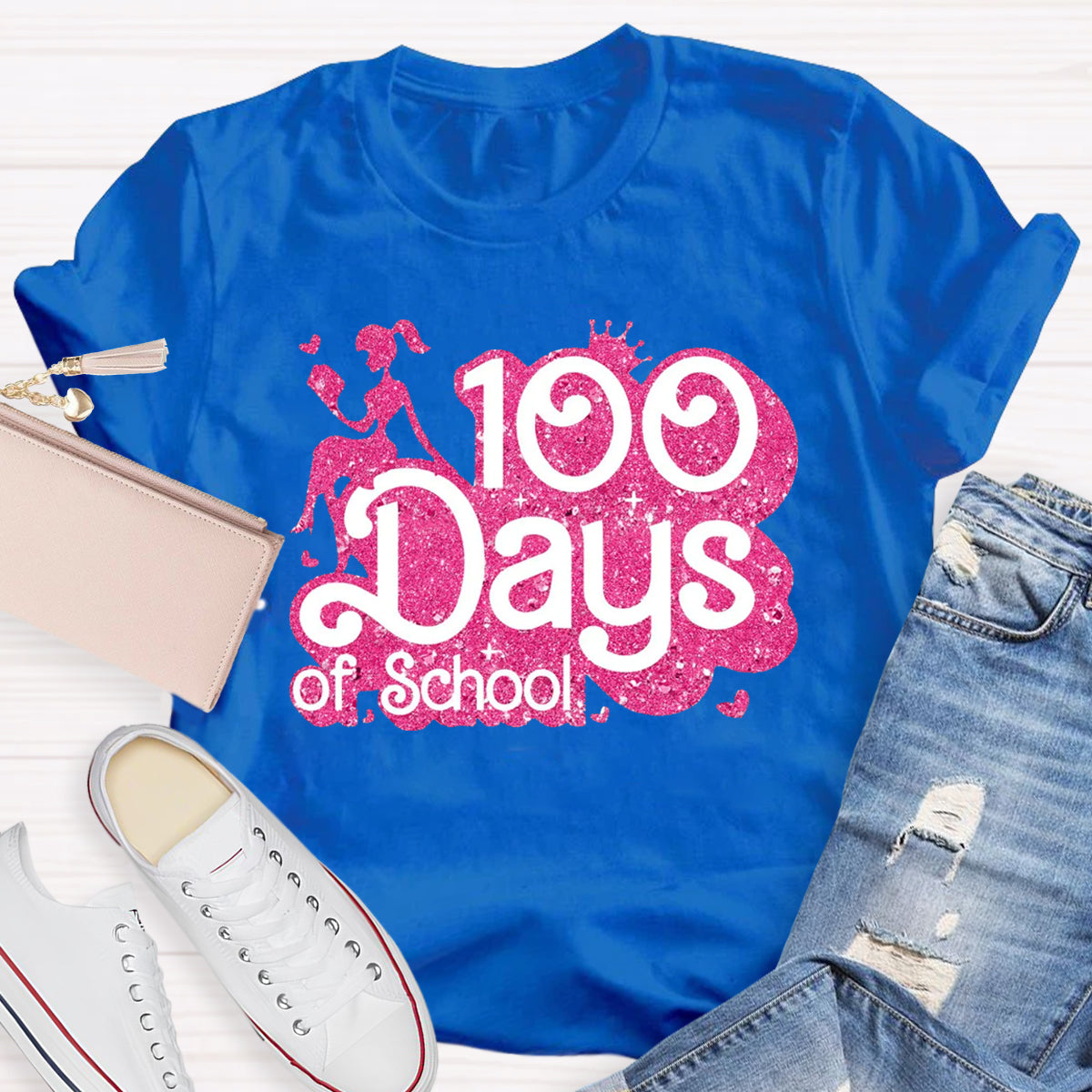 100 Days Of School Pink Teacher T-Shirt