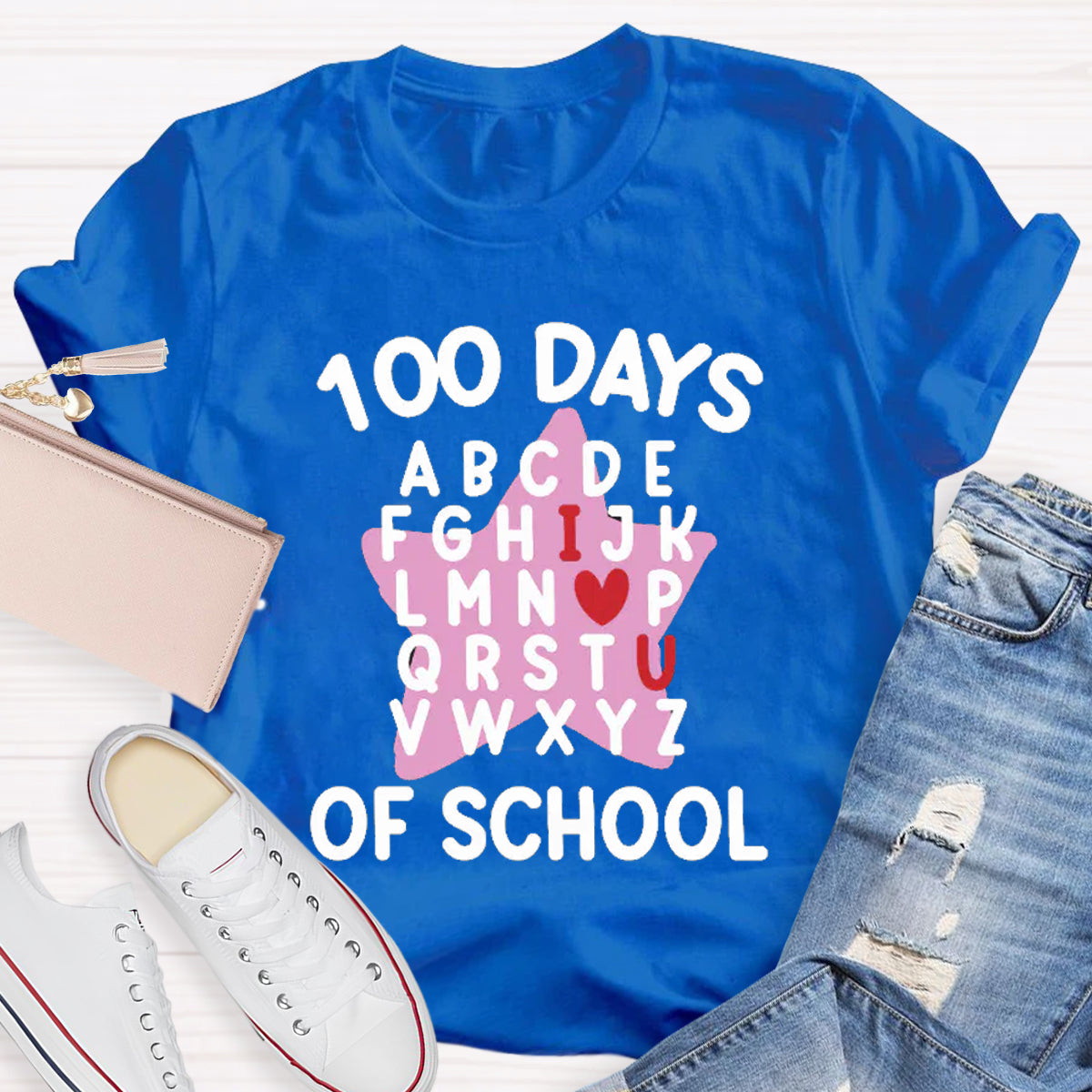 100 Days Of School Star Alphabet Teacher T-Shirt