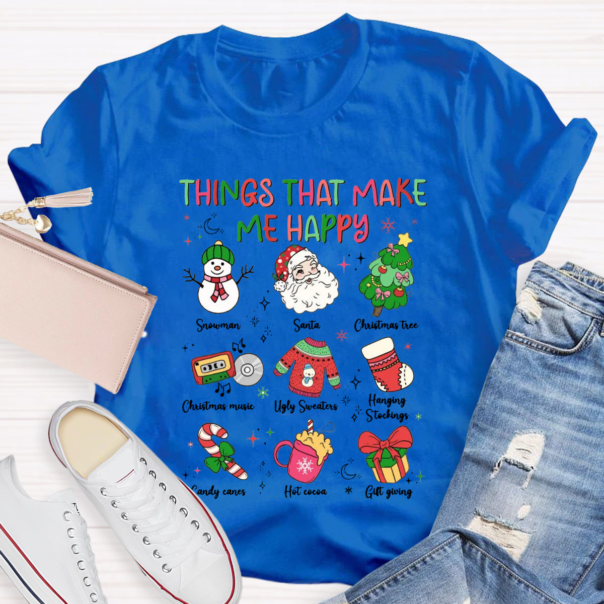 Things That Make Me Happy Snowman Christmas Tree  T-Shirt