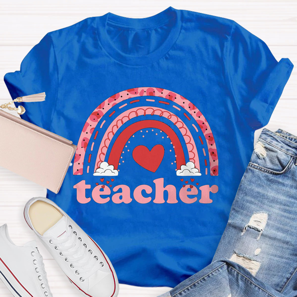 Valentine Teacher Rainbow T-Shirt