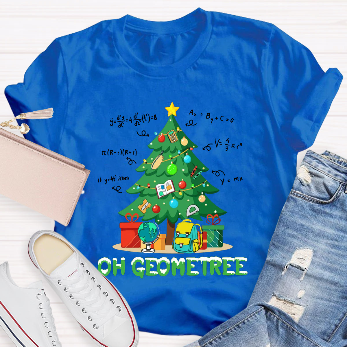 Oh Geometree Funny Math Xmas Teacher T-Shirt